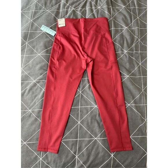 Ideology Red High-Waited Side-Pocket 7/8 Length Leggings Size Large - Picture 2 of 8